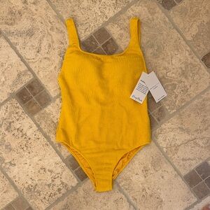 Watercolors by Kenny Flowers, The Capri, Luxe Crinkle Yellow One Piece, NWT